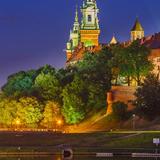 Wawel i Katedra Wawelska nocą.